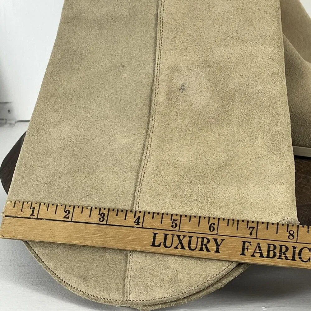 Feners Boots Womans 42 Cream Suede Leather Lined Zip Tall Riding Made in Spain